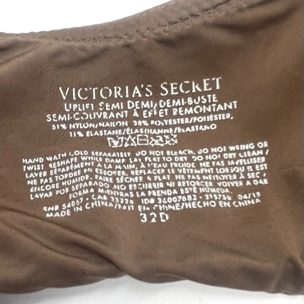 Victoria's Secret 32D Uplift Semi Demi Brown‎ Multiway Underwire Bra